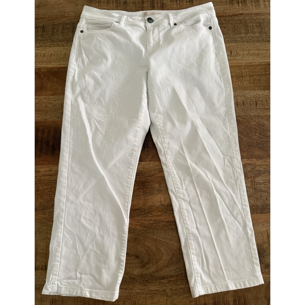 J Jill White Cropped Jeans Womens 8 Authentic Fit Stretch Denim Capri Pants